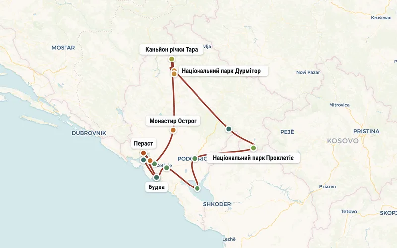 Карта маршрута тура